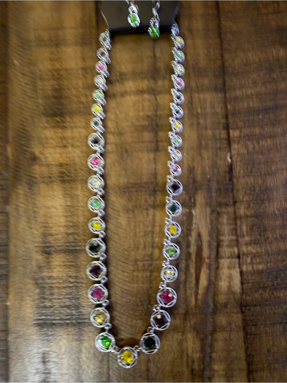 paparazzi Multicolor Crystal Tennis Necklace - Silver Tone